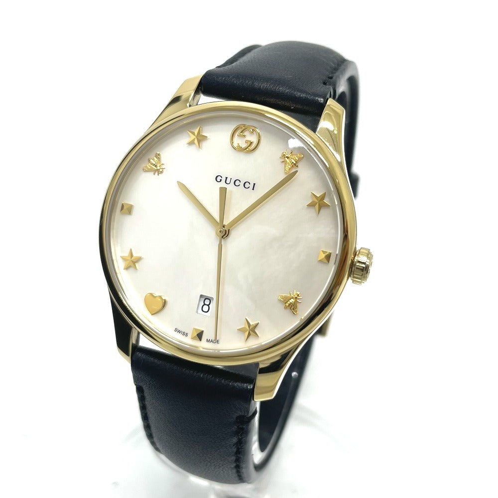 GUCCI YA126.4 Mother-of-Pearl Quartz Date Watch, Stainless Steel, Women's, Gold