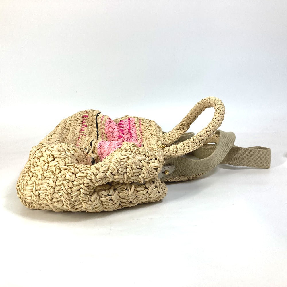 Prada Triangle Logo Canapa 2-Way Bag, Shoulder Bag, Crossbody Bag, Handbag, Raffia, Women's, Beige