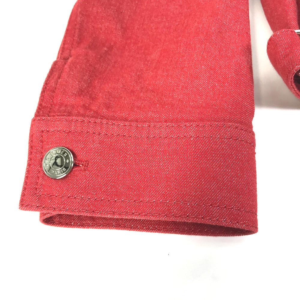 HERMES セリエボタン 長袖 アパレル トップス アウター デニムジャケット コットン レディース レッド