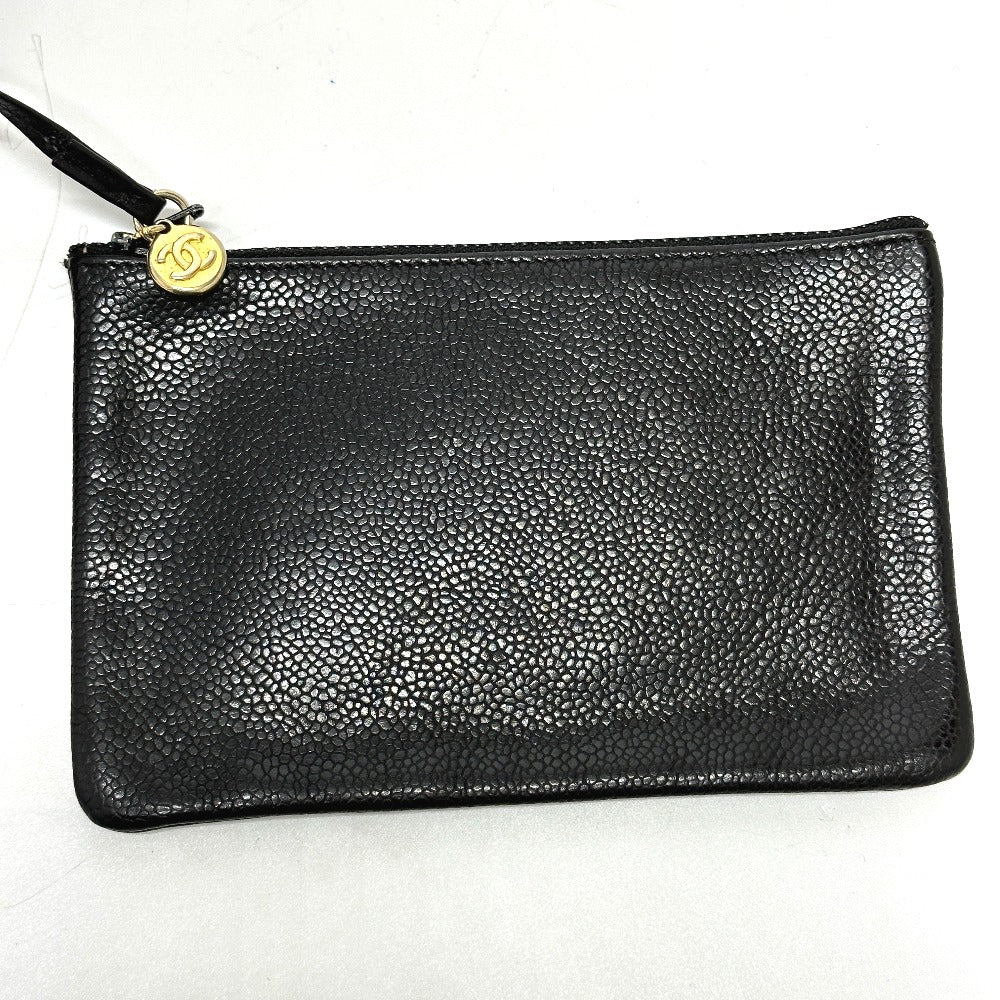 CHANEL Coco Mark Deka Coco Drawstring Crossbody Chain Shoulder Bag in Caviar Skin, Black