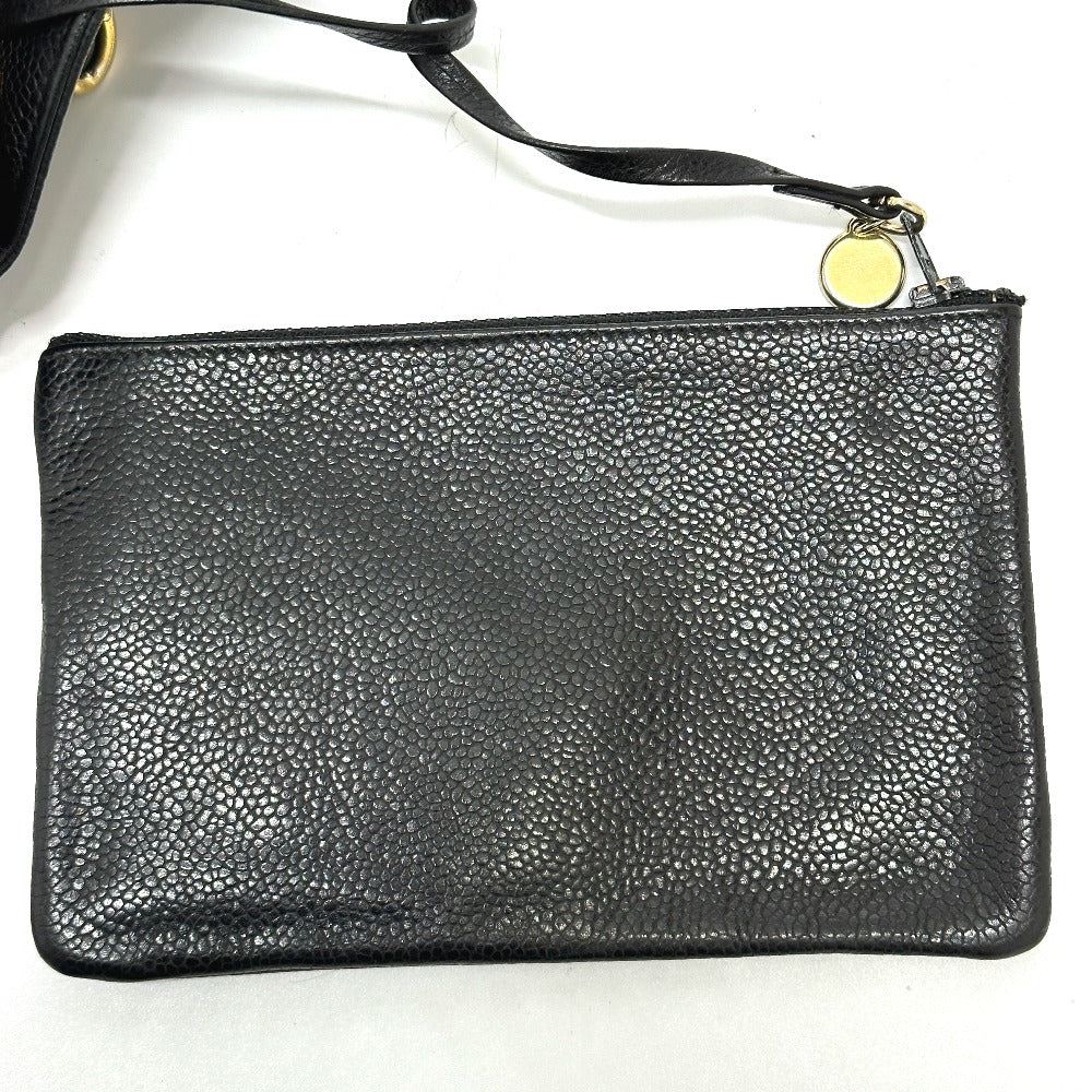 CHANEL Coco Mark Deka Coco Drawstring Crossbody Chain Shoulder Bag in Caviar Skin, Black