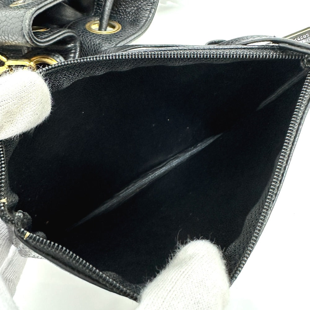 CHANEL Coco Mark Deka Coco Drawstring Crossbody Chain Shoulder Bag in Caviar Skin, Black