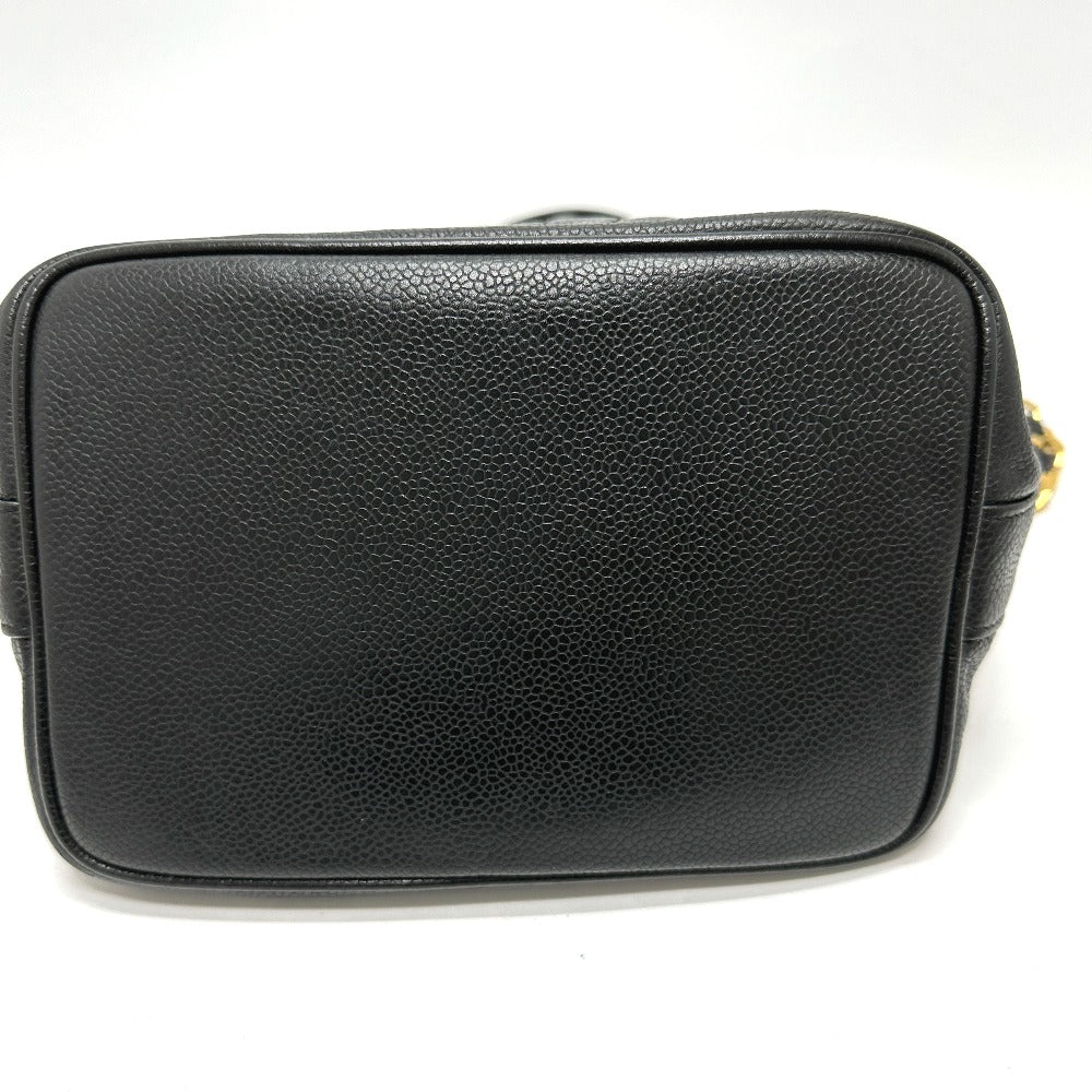 CHANEL Coco Mark Deka Coco Drawstring Crossbody Chain Shoulder Bag in Caviar Skin, Black