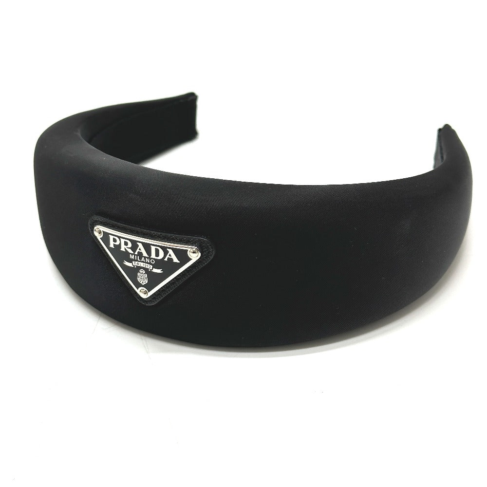 PRADA Triangle Logo Hair Accessory Headband Nylon Headband for Women in Black