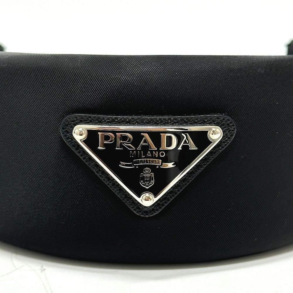 PRADA Triangle Logo Hair Accessory Headband Nylon Headband for Women in Black
