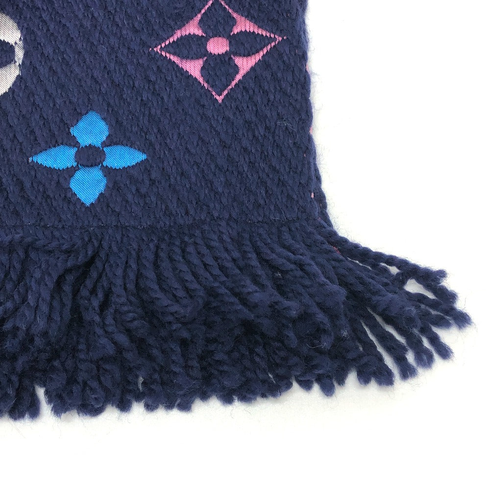 LOUIS VUITTON M70899 モノグラム エシャルプ ロゴマニア レインボー ファッション小物 マフラー ウール レディース ネイビー×ピンク