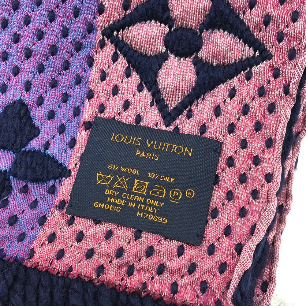 LOUIS VUITTON M70899 モノグラム エシャルプ ロゴマニア レインボー ファッション小物 マフラー ウール レディース ネイビー×ピンク