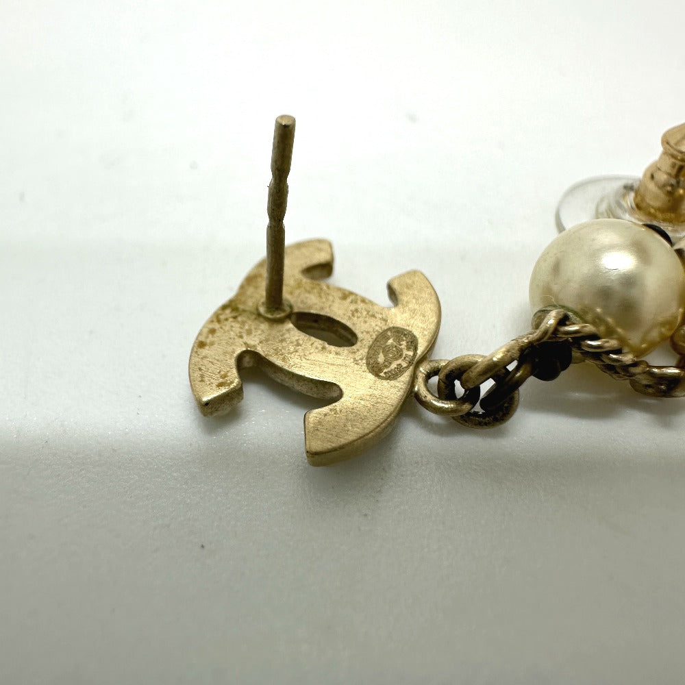 CHANEL Coco Mark Faux Pearl 05A Earrings GP Women's Gold