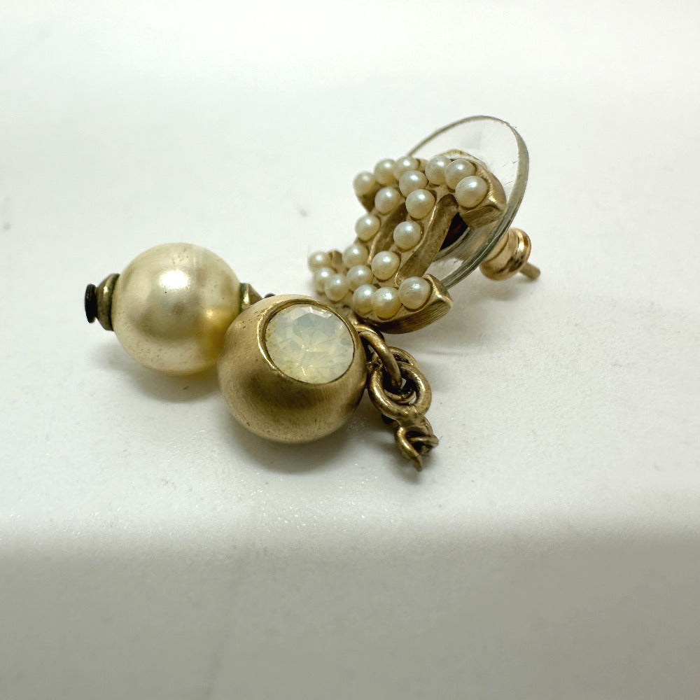 CHANEL Coco Mark Faux Pearl 05A Earrings GP Women's Gold