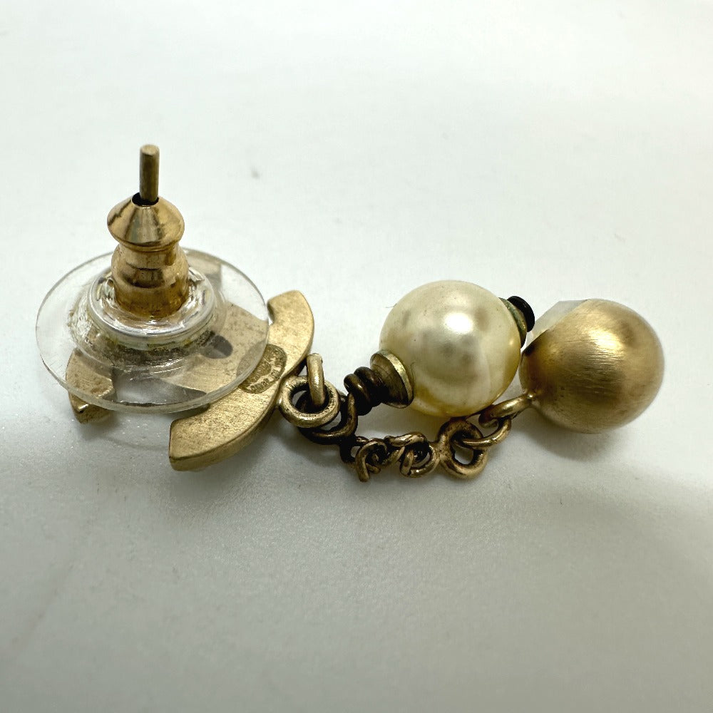 CHANEL Coco Mark Faux Pearl 05A Earrings GP Women's Gold