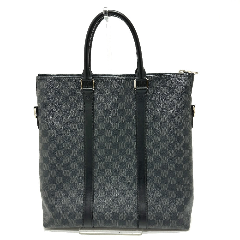 LOUIS VUITTON N40000 Damier Graphite Anton Tote Bag in Damier Graphite Canvas, Men's, Black