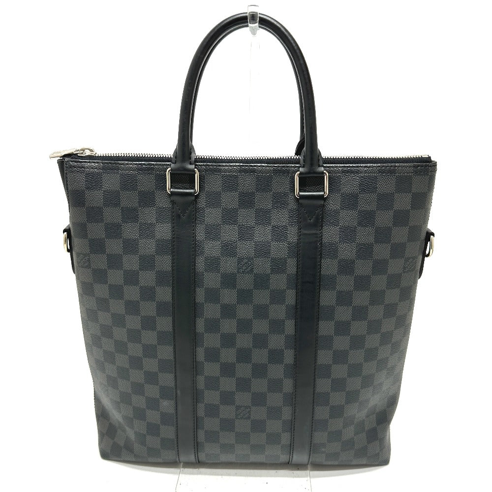LOUIS VUITTON N40000 Damier Graphite Anton Tote Bag in Damier Graphite Canvas, Men's, Black