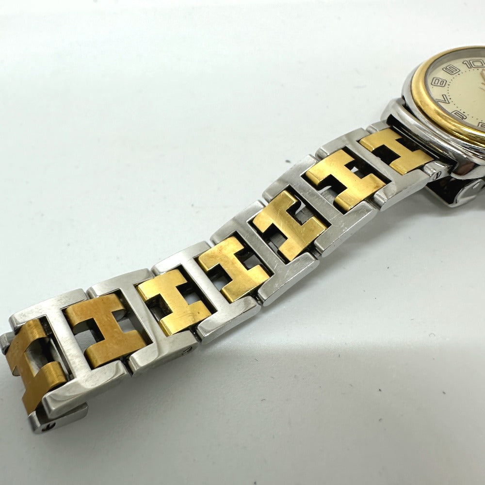 HERMES PU2.220 Pullman Quartz Date Watch, Stainless Steel/GP, Women's, Silver/Gold