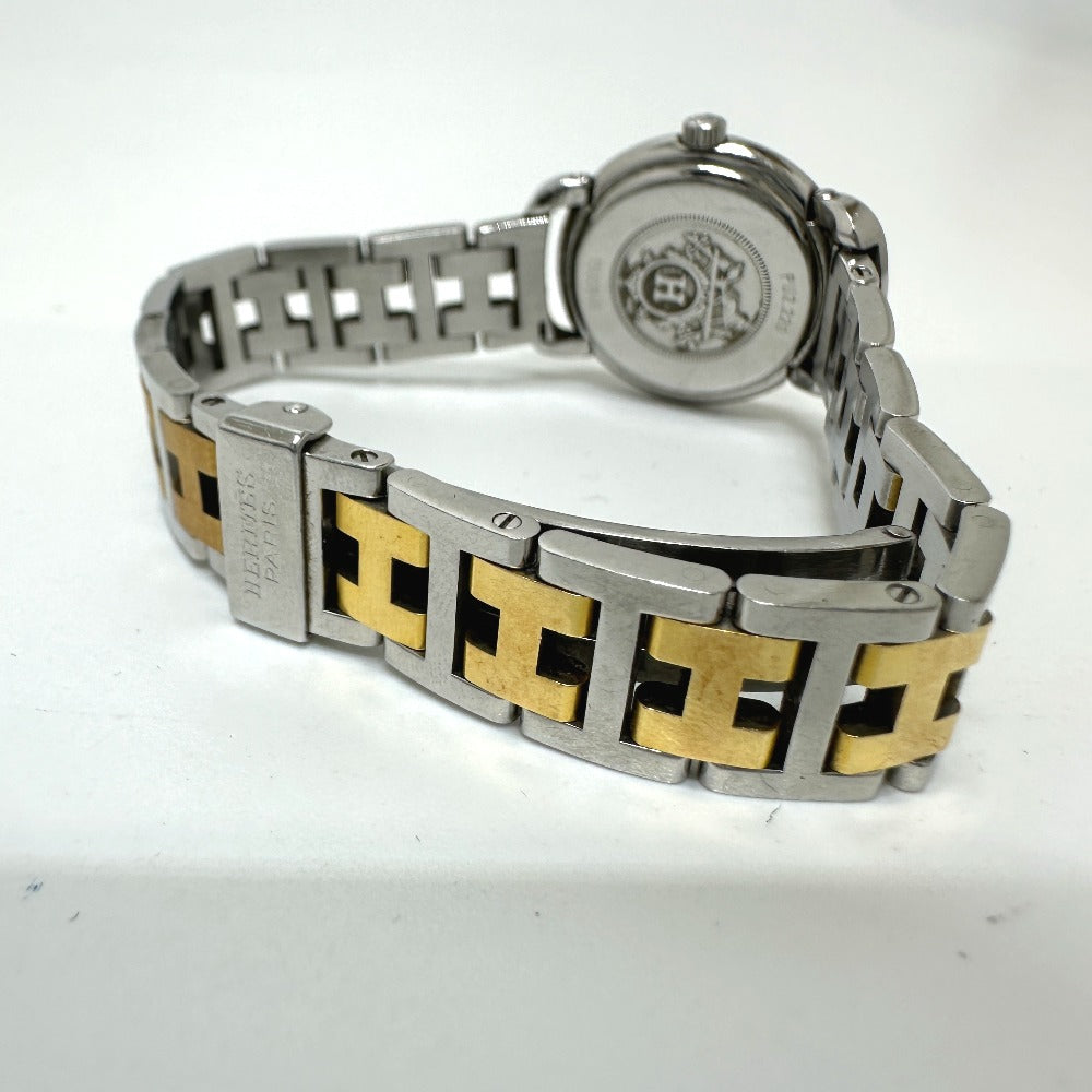 HERMES PU2.220 Pullman Quartz Date Watch, Stainless Steel/GP, Women's, Silver/Gold