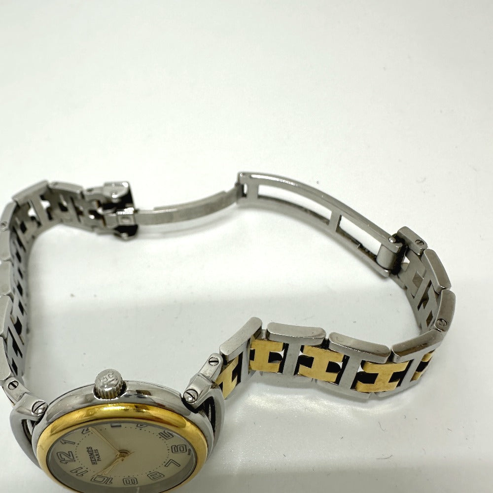 HERMES PU2.220 Pullman Quartz Date Watch, Stainless Steel/GP, Women's, Silver/Gold