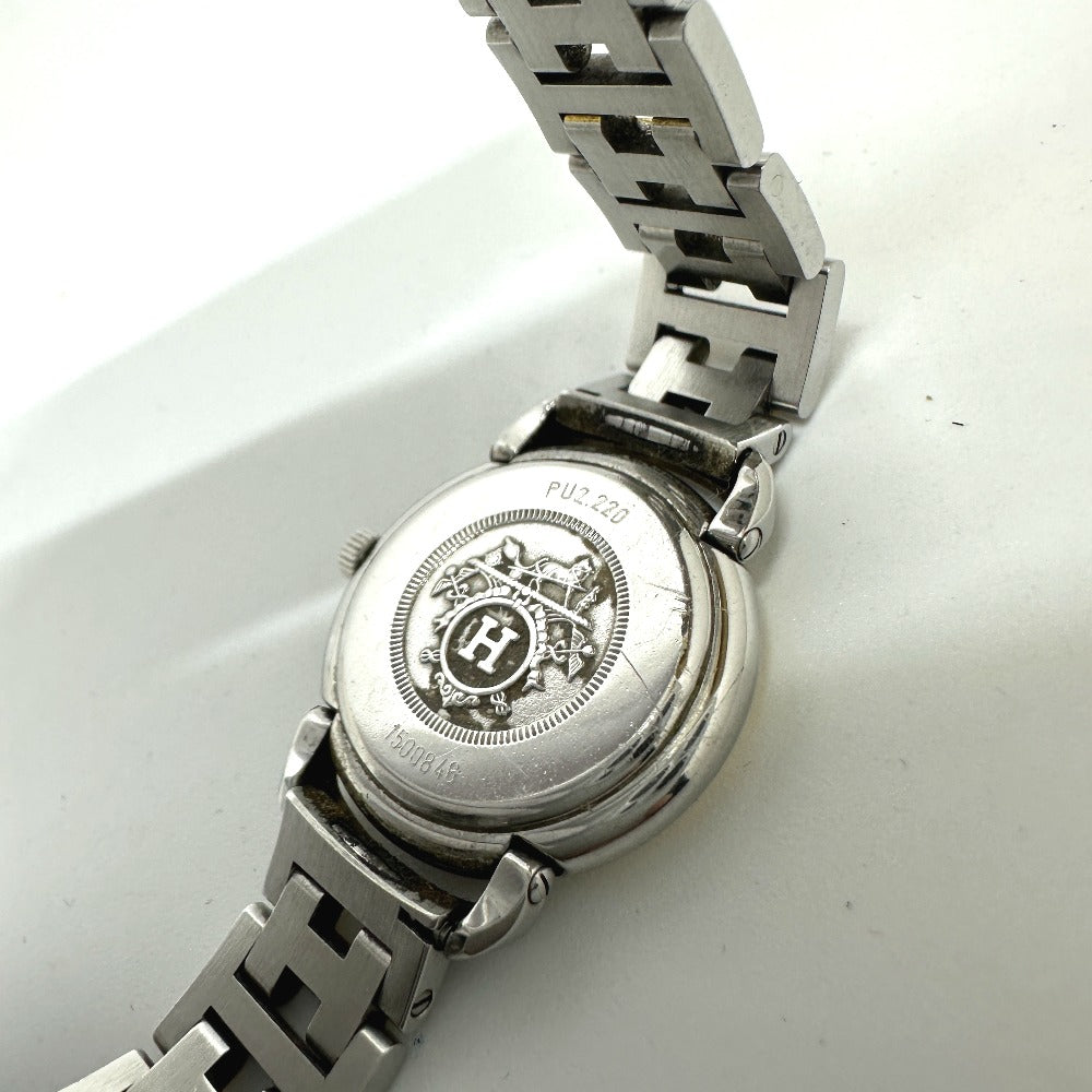 HERMES PU2.220 Pullman Quartz Date Watch, Stainless Steel/GP, Women's, Silver/Gold
