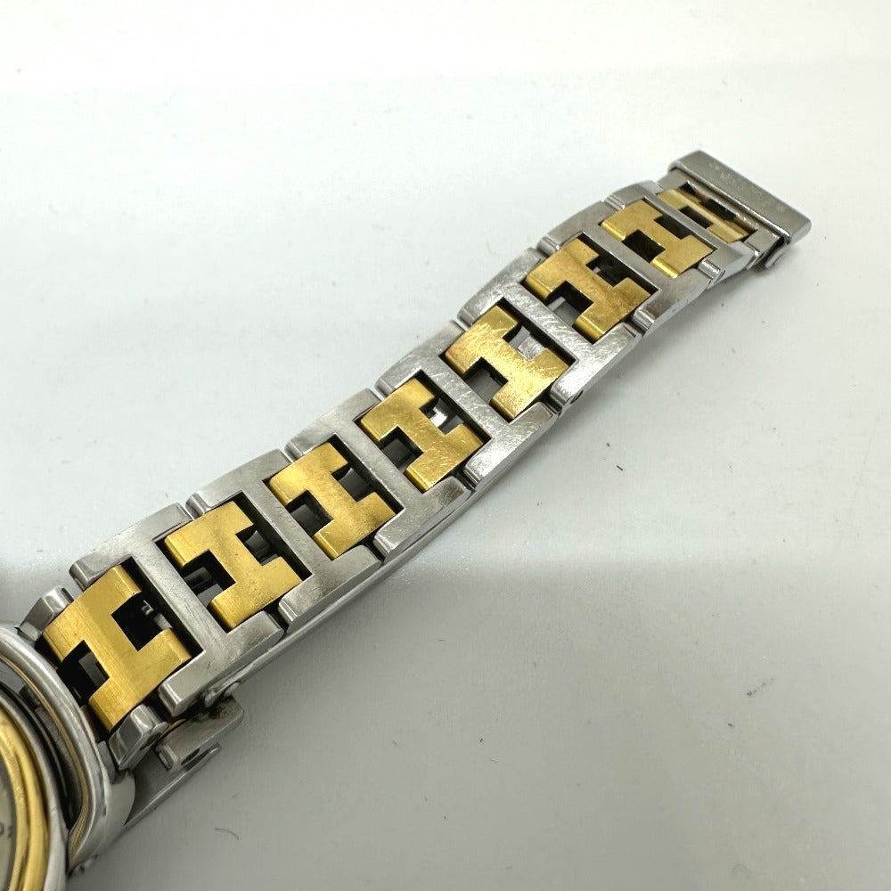 HERMES PU2.220 Pullman Quartz Date Watch, Stainless Steel/GP, Women's, Silver/Gold