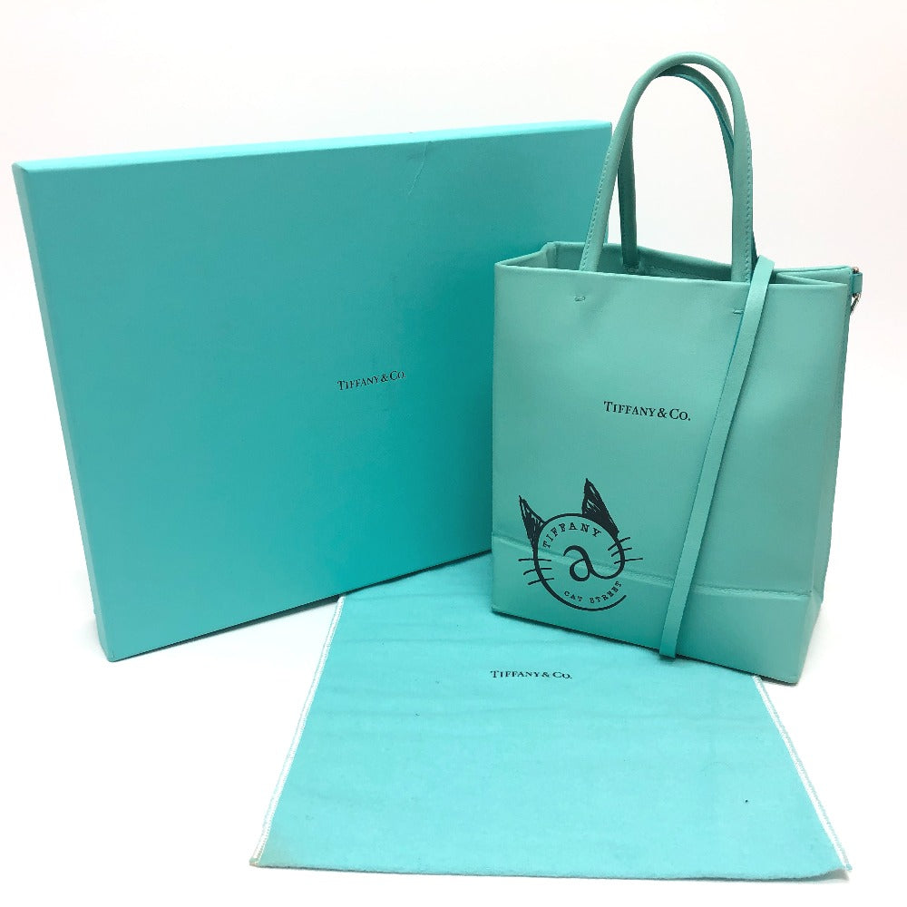 TIFFANY&Co. キャットストリート スモール ショッピングトート 2WAYバッグ カバン バッグ ショルダーバッグ ハンドバック 斜め掛け ショルダーバッグ レザー レディース ブルー