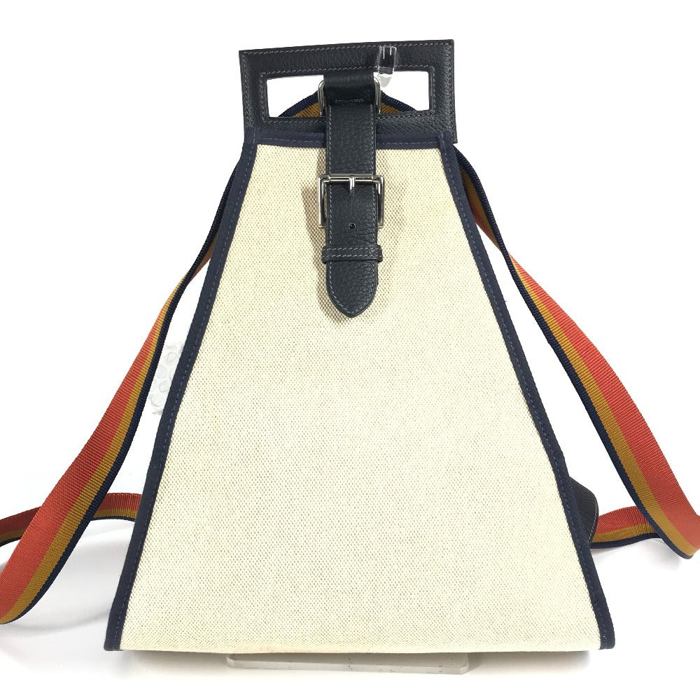 HERMES Rocaval Backpack, 2-Way Bag, Handbag, Rucksack, Toile H, Unisex, Beige