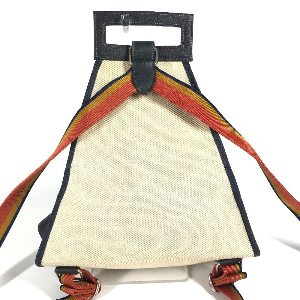 HERMES Rocaval Backpack, 2-Way Bag, Handbag, Rucksack, Toile H, Unisex, Beige