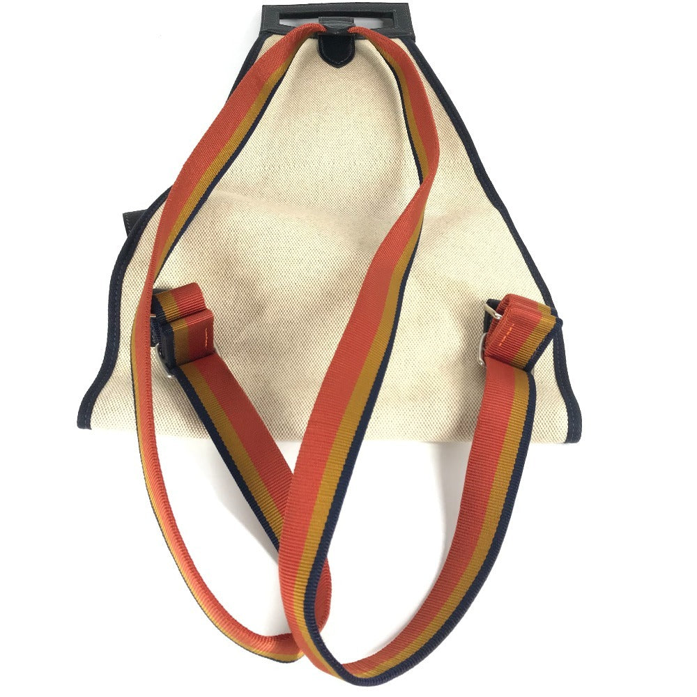 HERMES Rocaval Backpack, 2-Way Bag, Handbag, Rucksack, Toile H, Unisex, Beige