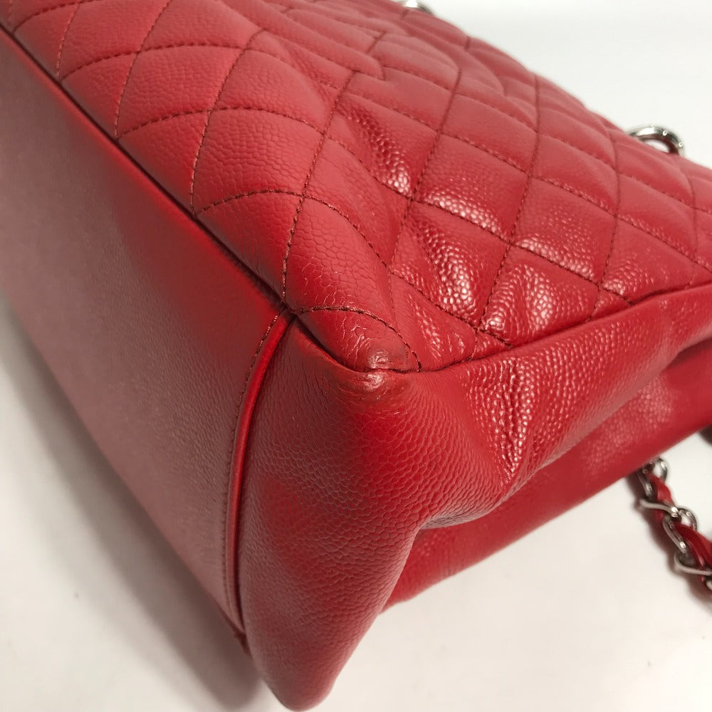 CHANEL A50995 CC Coco Mark Shoulder Bag, Matelasse Quilted Chain, GST Shoulder Bag, Tote Bag, Caviar Leather, Red, Women's