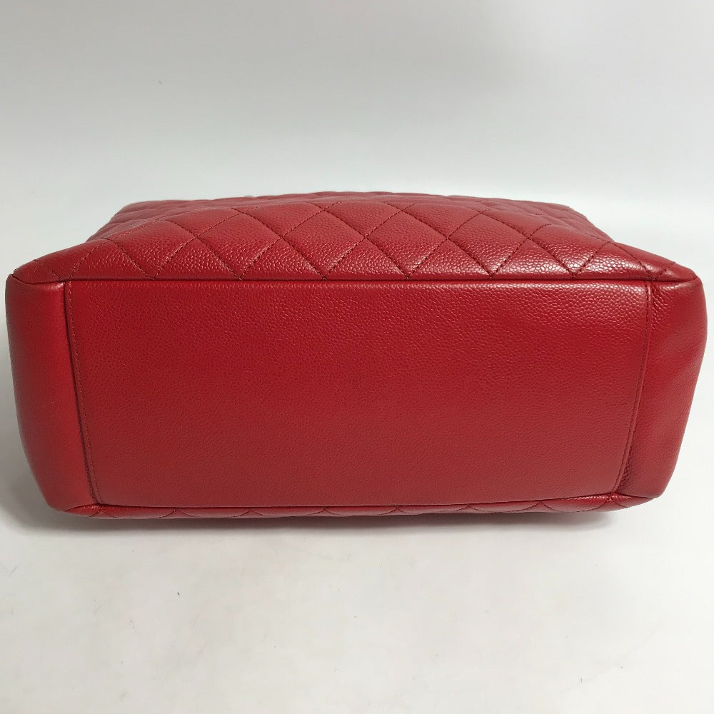 CHANEL A50995 CC Coco Mark Shoulder Bag, Matelasse Quilted Chain, GST Shoulder Bag, Tote Bag, Caviar Leather, Red, Women's