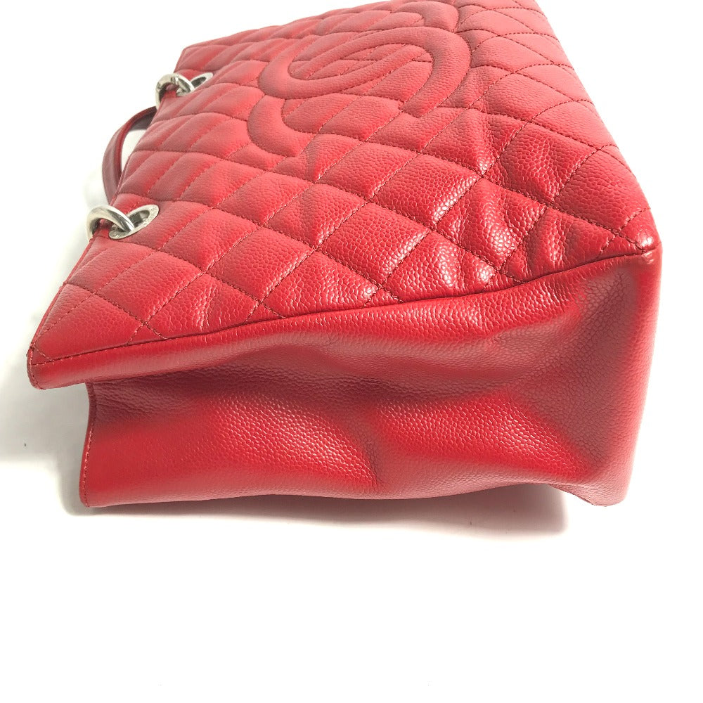 CHANEL A50995 CC Coco Mark Shoulder Bag, Matelasse Quilted Chain, GST Shoulder Bag, Tote Bag, Caviar Leather, Red, Women's