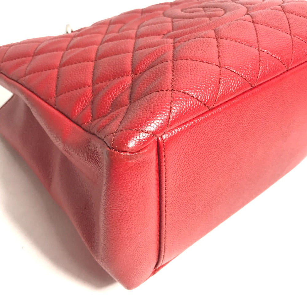 CHANEL A50995 CC Coco Mark Shoulder Bag, Matelasse Quilted Chain, GST Shoulder Bag, Tote Bag, Caviar Leather, Red, Women's