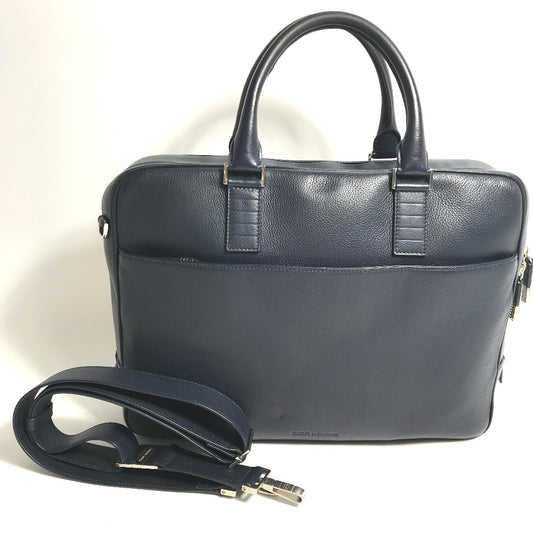 DIOR HOMME 斜め掛け ブリーフケース 2WAY カバン ショルダーバッグ ハンドバッグ ビジネスバッグ レザー メンズ ネイビー