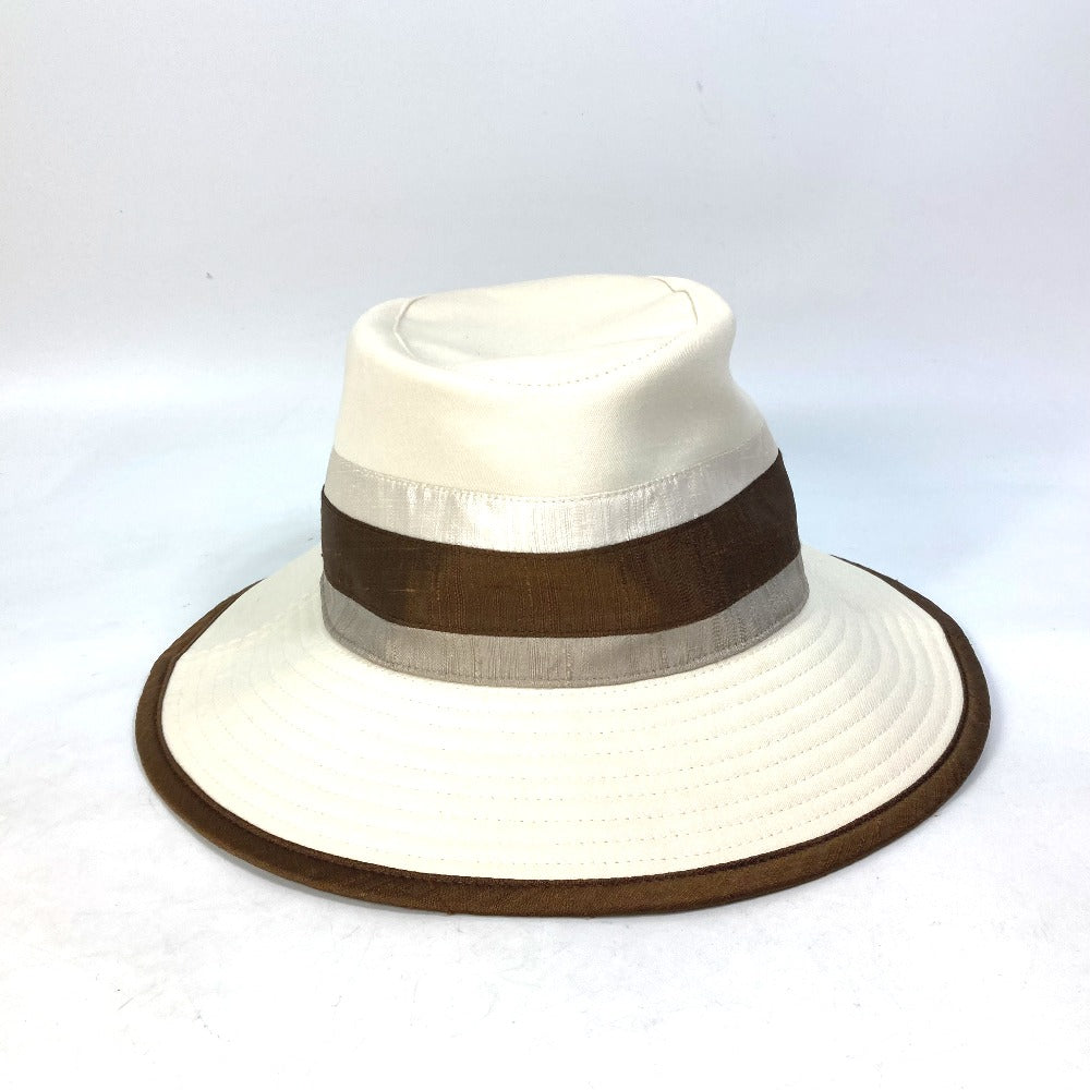 HERMES Two-Tone Bucket Hat, Bob Hat, Cotton, Women's, Brown/Ivory