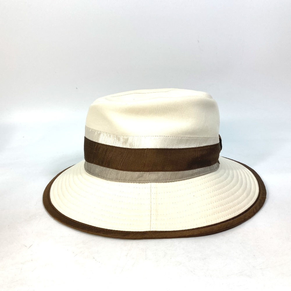 HERMES Two-Tone Bucket Hat, Bob Hat, Cotton, Women's, Brown/Ivory