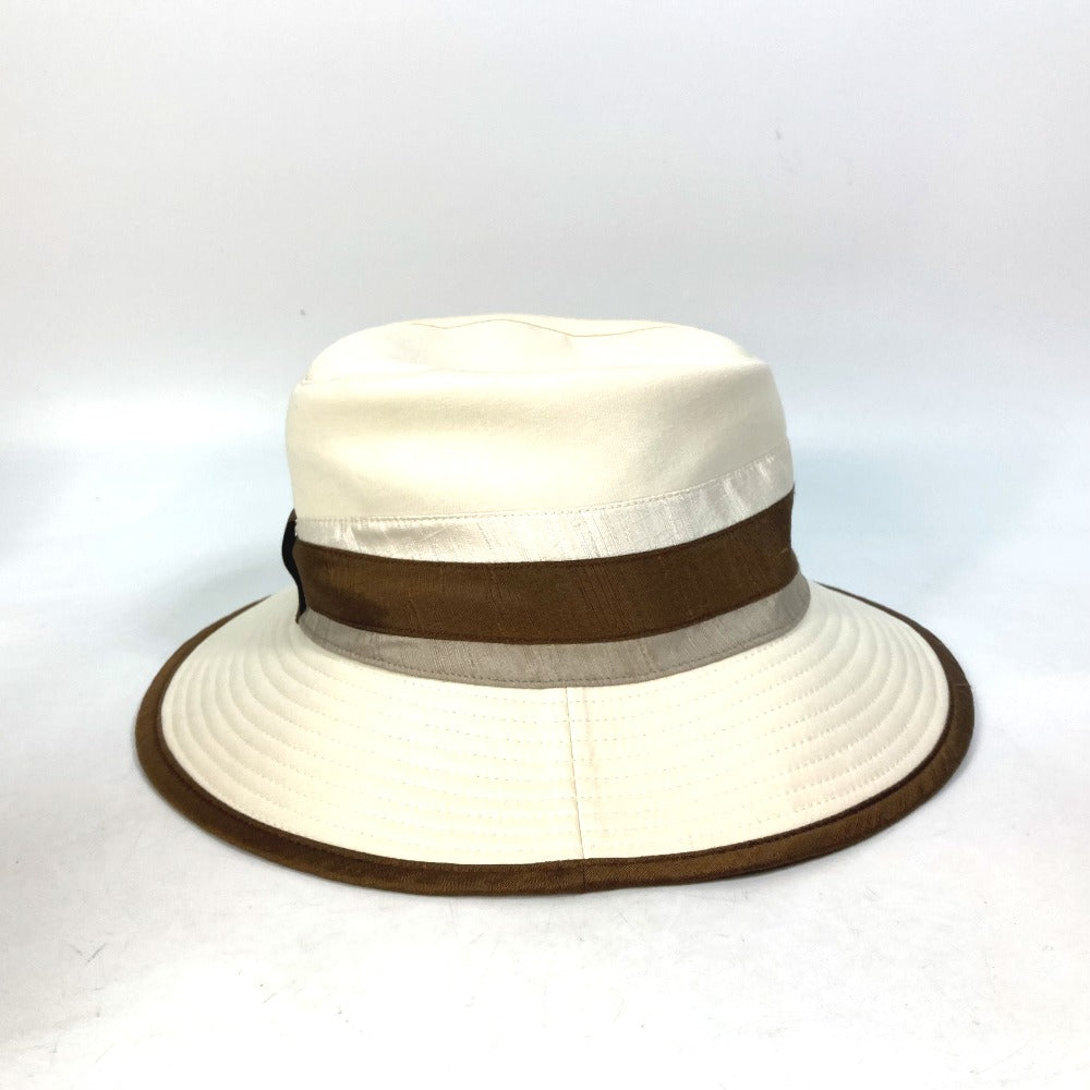 HERMES Two-Tone Bucket Hat, Bob Hat, Cotton, Women's, Brown/Ivory
