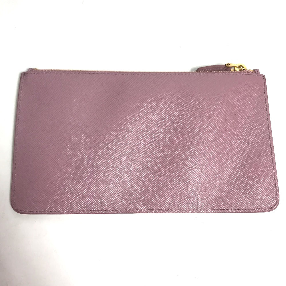 PRADA Logo Makeup Pouch, Flat Cosmetic Pouch, Saffiano Leather, Women's, Pink