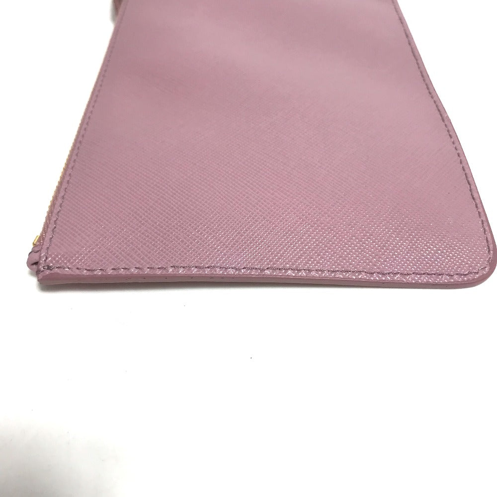 PRADA Logo Makeup Pouch, Flat Cosmetic Pouch, Saffiano Leather, Women's, Pink