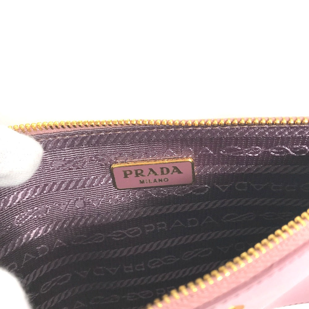 PRADA Logo Makeup Pouch, Flat Cosmetic Pouch, Saffiano Leather, Women's, Pink