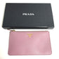 PRADA Logo Makeup Pouch, Flat Cosmetic Pouch, Saffiano Leather, Women's, Pink