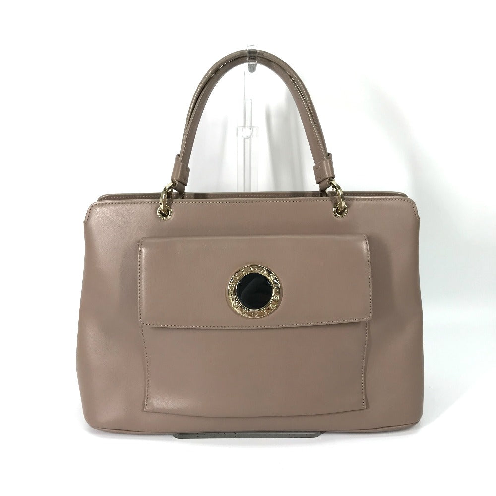 BVLGARI BVLGARI logo tote bag, 2-way bag, handbag, shoulder bag, leather, women's, pink beige
