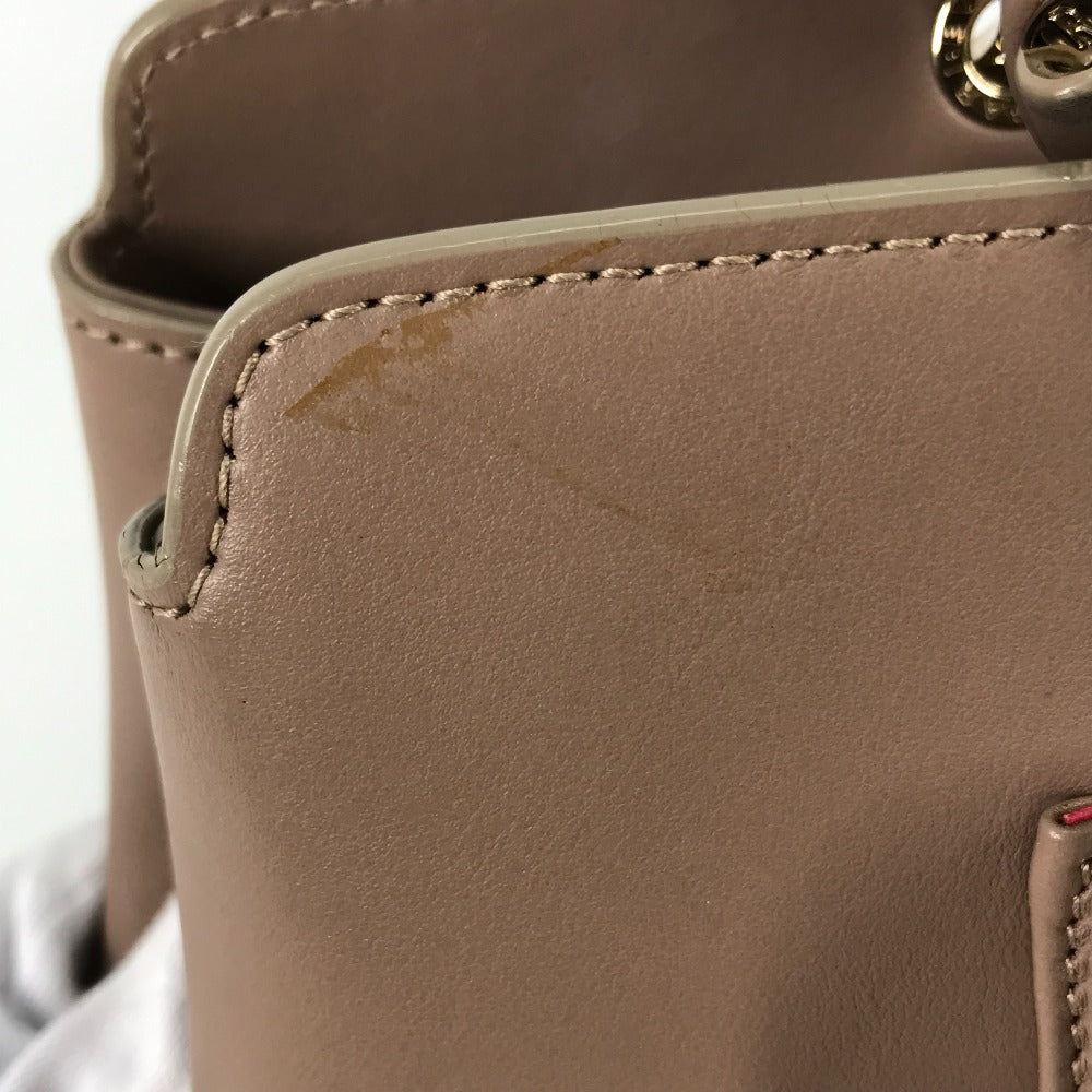 BVLGARI BVLGARI logo tote bag, 2-way bag, handbag, shoulder bag, leather, women's, pink beige