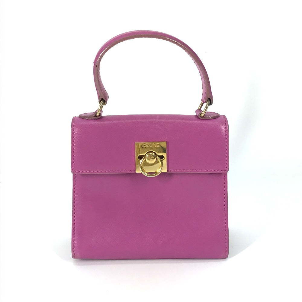 CELINE カバン ミニ ヴィンテージ カバン ハンドバッグ レザー レディース パープル系