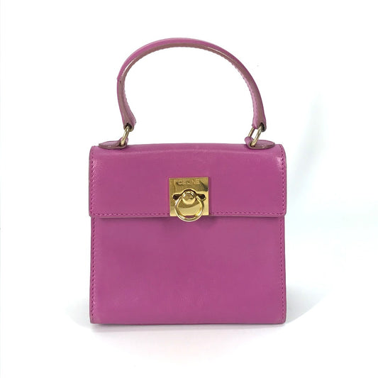 CELINE カバン ミニ ヴィンテージ カバン ハンドバッグ レザー レディース パープル系