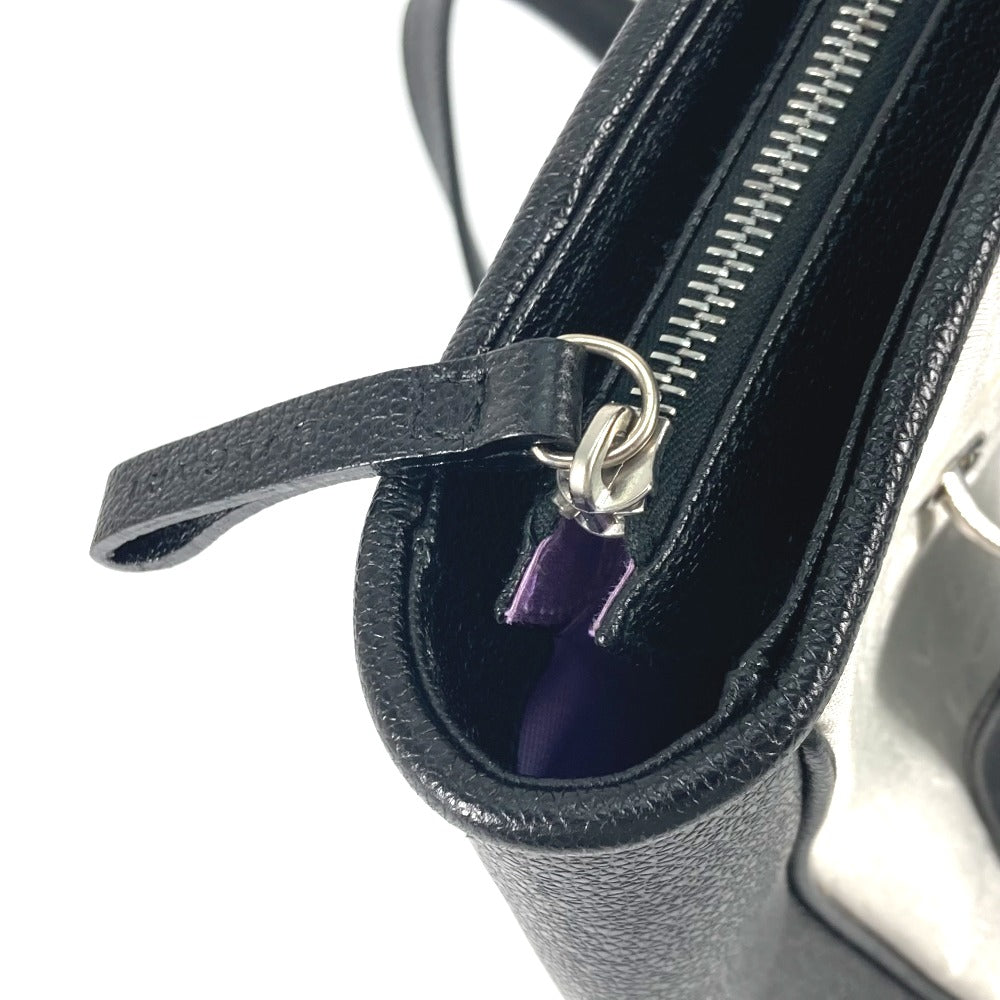 BVLGARI ロゴマニア ラメ バイカラー トートバッグ 肩掛け ハンドバッグ キャンバス/レザー レディース ホワイト
