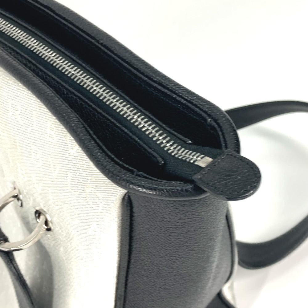 BVLGARI ロゴマニア ラメ バイカラー トートバッグ 肩掛け ハンドバッグ キャンバス/レザー レディース ホワイト