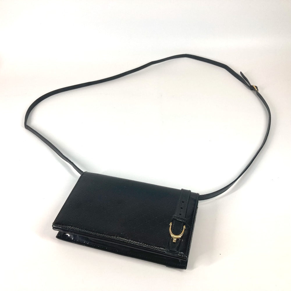 GUCCI 354086 GG Micro Gucci Gucci Nice Bag Crossbody Shoulder Wallet Long Wallet Shoulder Bag Enamel Women's Black