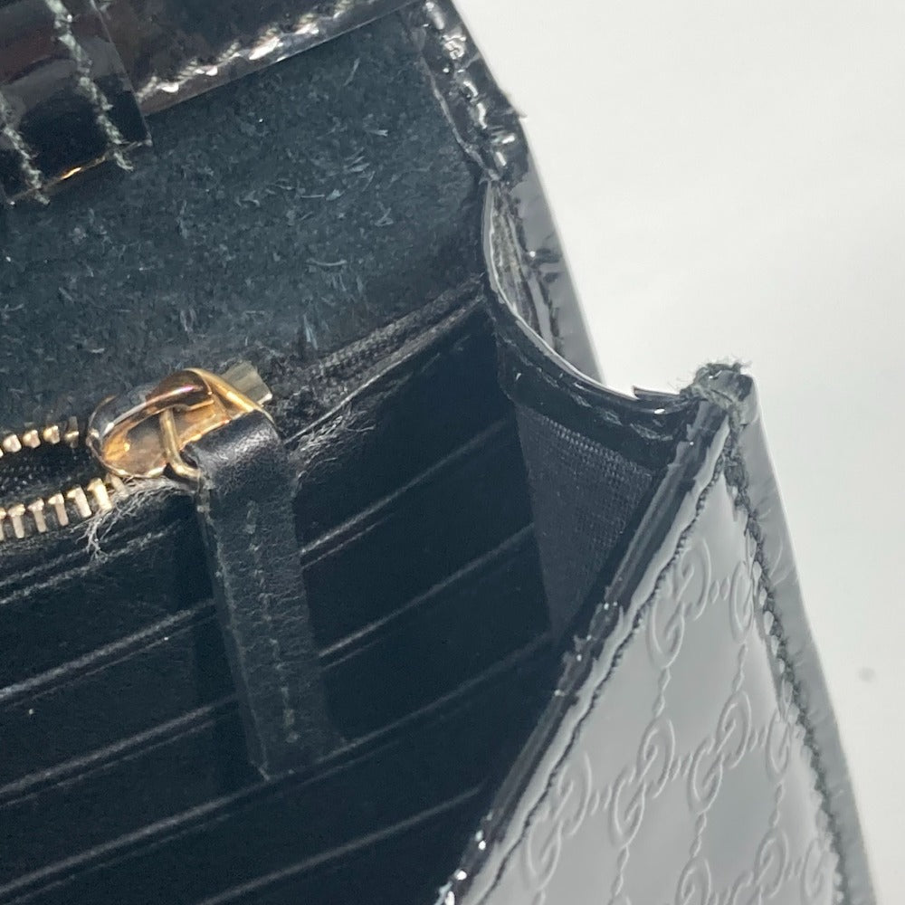 GUCCI 354086 GG Micro Gucci Gucci Nice Bag Crossbody Shoulder Wallet Long Wallet Shoulder Bag Enamel Women's Black
