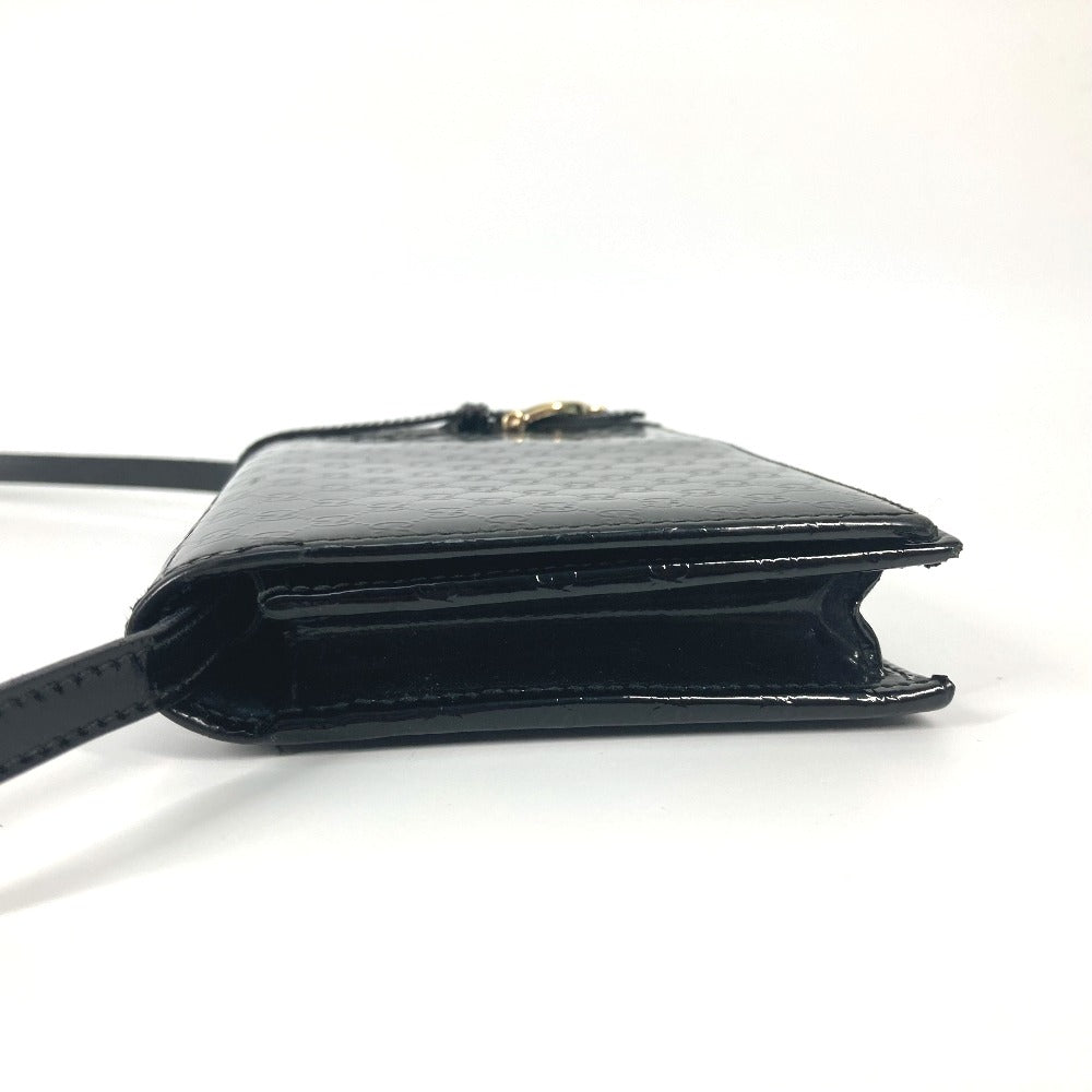 GUCCI 354086 GG Micro Gucci Gucci Nice Bag Crossbody Shoulder Wallet Long Wallet Shoulder Bag Enamel Women's Black