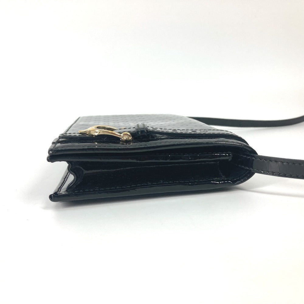 GUCCI 354086 GG Micro Gucci Gucci Nice Bag Crossbody Shoulder Wallet Long Wallet Shoulder Bag Enamel Women's Black