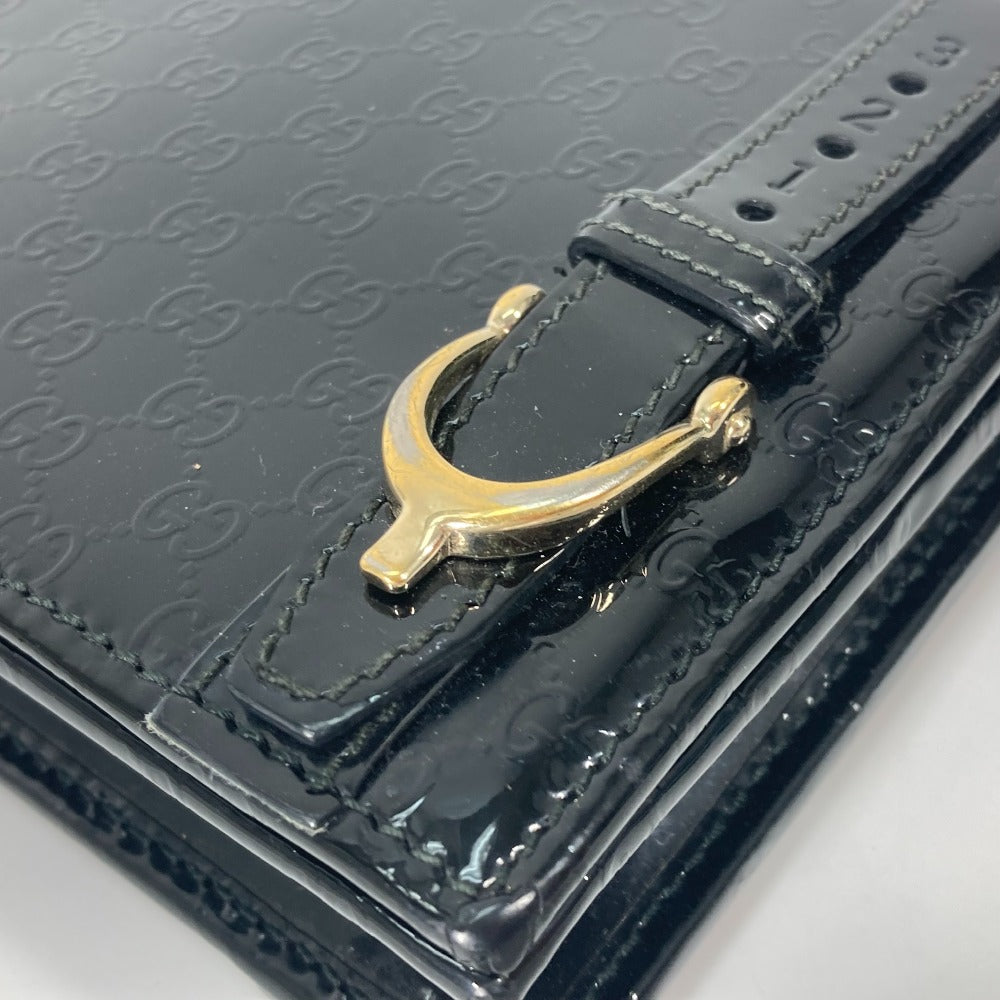 GUCCI 354086 GG Micro Gucci Gucci Nice Bag Crossbody Shoulder Wallet Long Wallet Shoulder Bag Enamel Women's Black