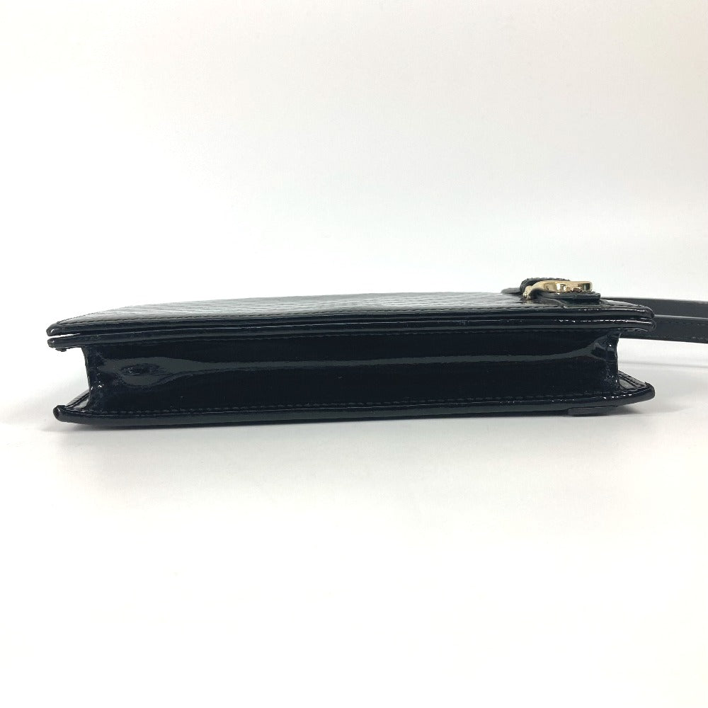 GUCCI 354086 GG Micro Gucci Gucci Nice Bag Crossbody Shoulder Wallet Long Wallet Shoulder Bag Enamel Women's Black