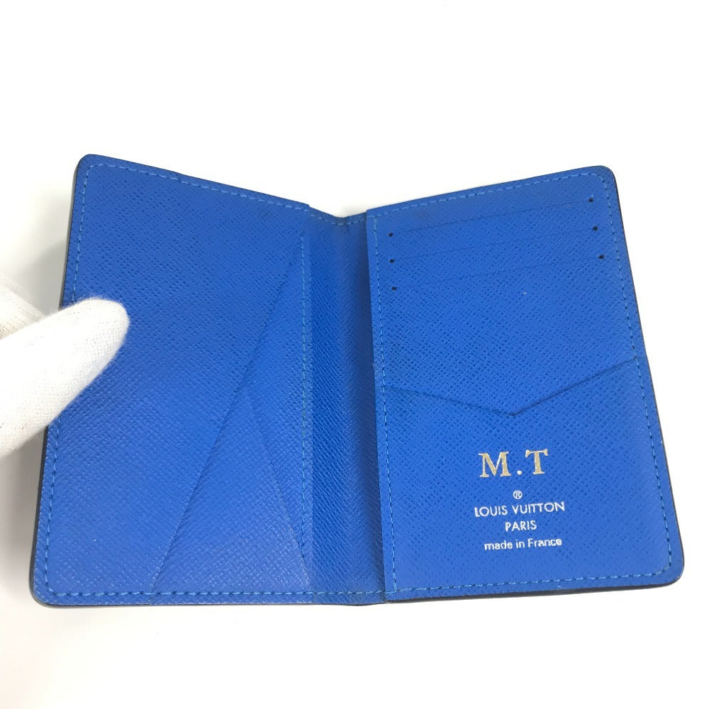 LOUIS VUITTON M63329 Taiga Organizer de Poche Business Card Holder, Pass Case, Bifold Card Case, Taiga Leather, Unisex, Black